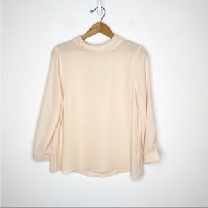 REISS Semi Sheer Cream Blouse Round Collar 6